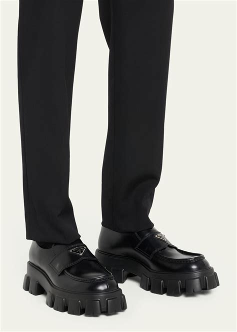 prada sport brogue leather loafers|prada monolith lug sole loafer.